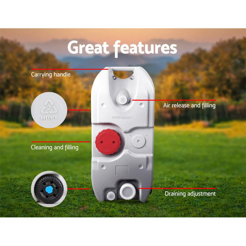 Weisshorn Portable Wheel Water Tank with handle, air valve, and drainage feature