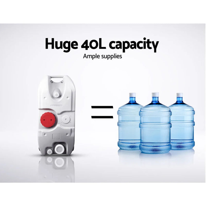 Weisshorn Portable Wheel Water Tank 40L for quick hot water heating on the go