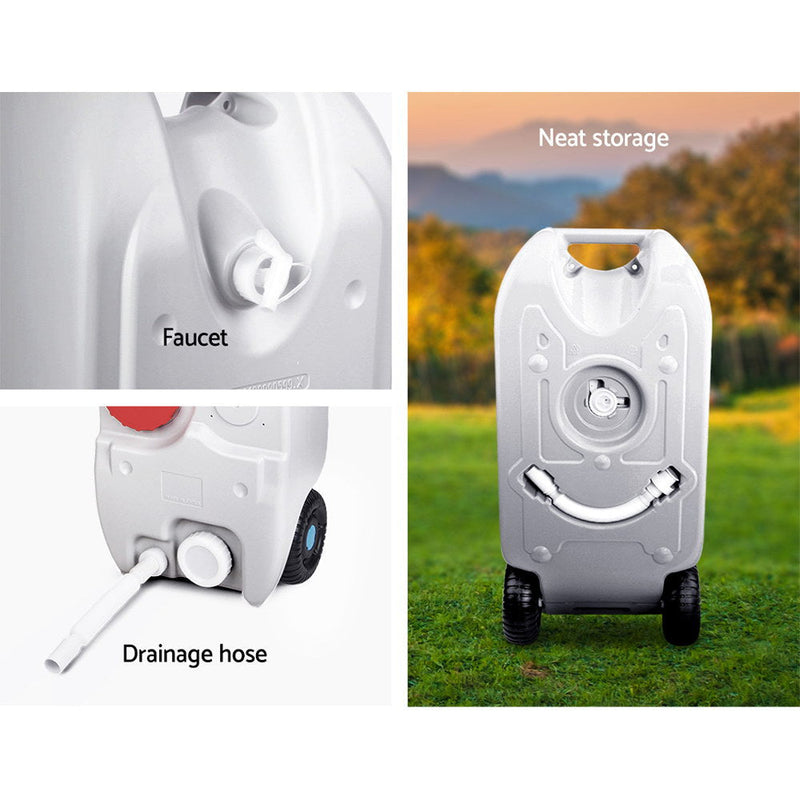 Weisshorn Portable Wheel Water Tank 40L with faucet and drainage hose for easy water storage