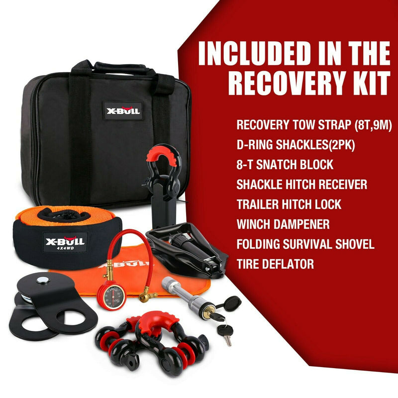 X-BULL 4WD Winch Recovery Kit | 14-Piece