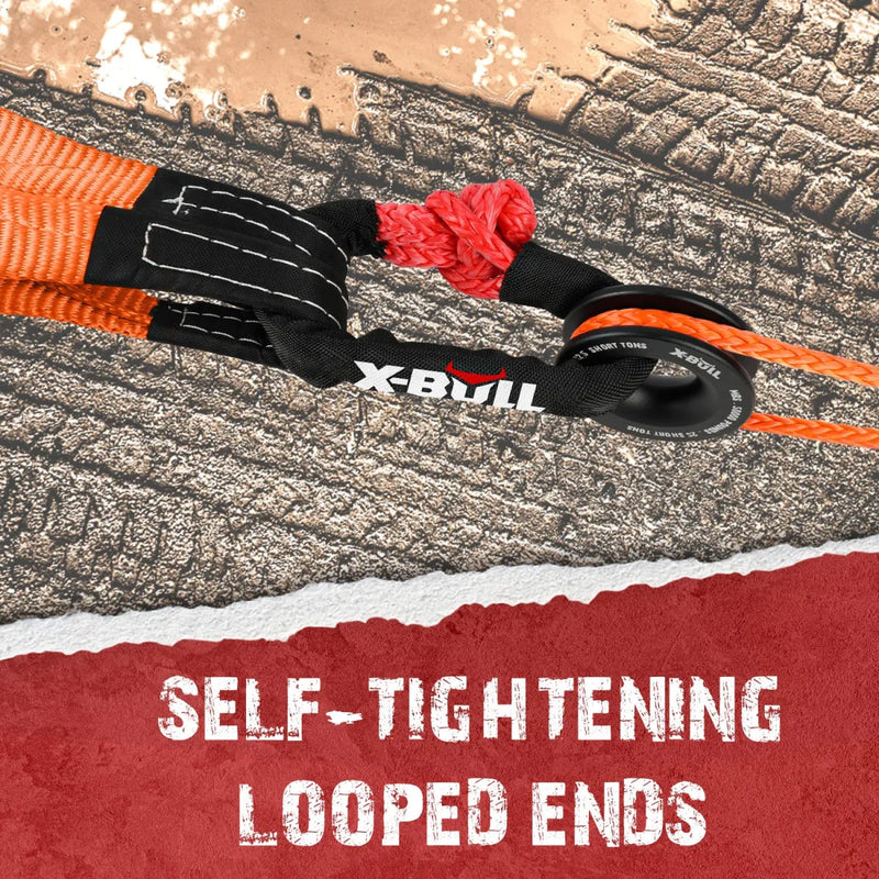 X-BULL Recovery Ring Soft Shackle Kit Snatch Block Pulley Rope Snatch Ring 4WD