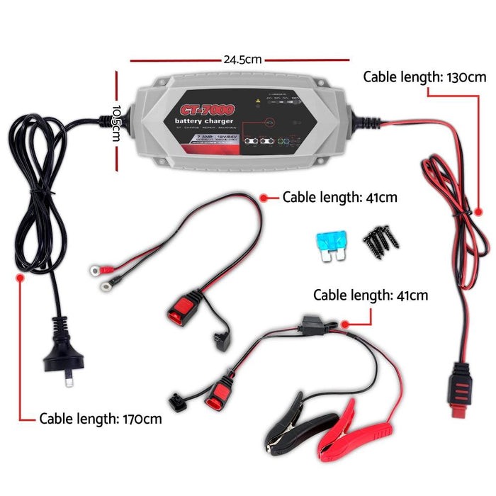 7A 12V/24V Automatic SLA AGM Smart Battery Charger - Battery Accessories