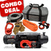 Carbon Offroad 12K 12000lb Winch Installation and Recovery Bundle Kit | Version 3 - Red - Electric Winch