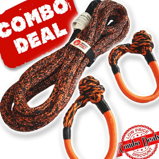 Carbon Offroad 4m 14T Bridle Rope and 2-Piece Soft Shackles Bundle - Recovery Gear Bundles