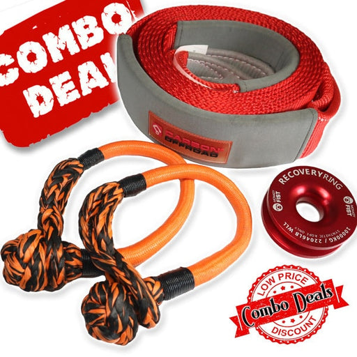 Carbon Offroad Tree Trunk Protector Soft Shackles and Recovery Ring Bundle - Recovery Gear Bundles