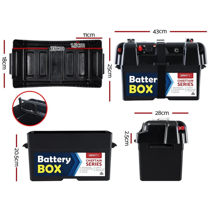 GIANTZ 12V Deep Cycle AGM Portable Camping Battery Box | Small - Battery Accessories