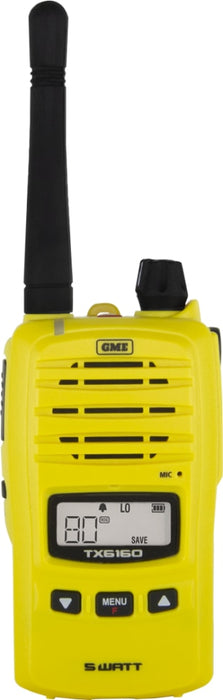 GME 5/1 Watt UHF CB Handheld Radio - Twin Pack | 3 Colour Options - Yellow - Handheld Radio