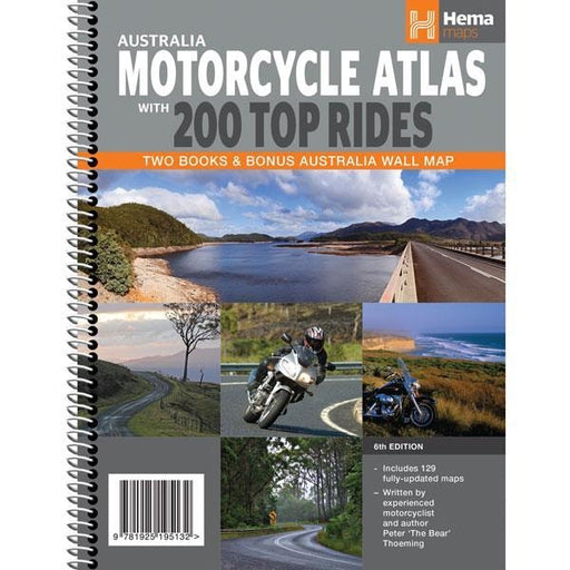 Hema Australia Motorcycle Atlas with 200 Top Rides Travel Book (6th Edition) - Books