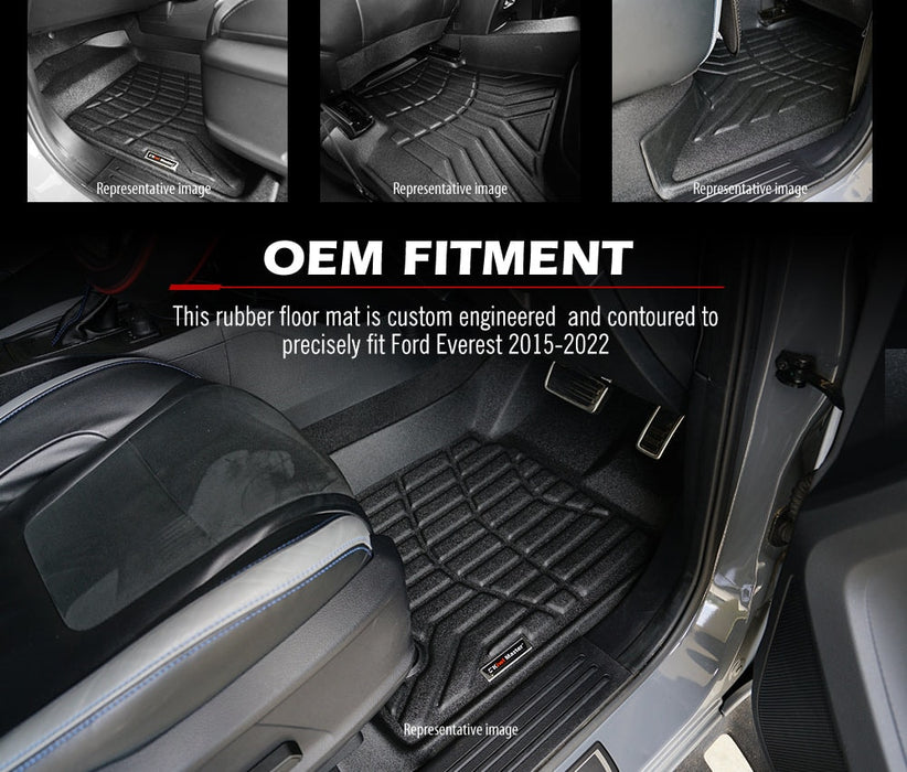 Kiwi Master 3D TPE Car Floor Mats for Ford Everest | 2015 - 2022 - Car Floor Mats