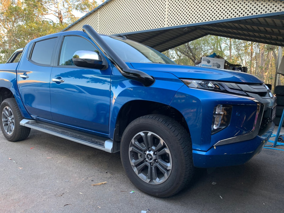 Meredith Stainless Steel Snorkel Kit to suit Mitsubishi MR Triton (2019 - Present) - Short Entry Black with Polished End Cap - Snorkels