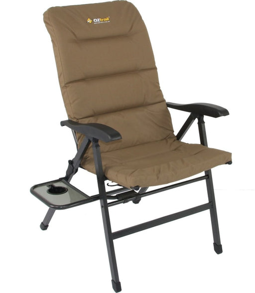 OZtrail Emperor 8 Position Recliner Chair | Beige - Camping Accessories