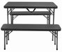 OZtrail Portable Camping Table and Benches | Grey - Camping Accessories