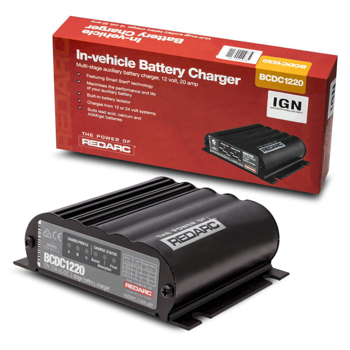 Redarc 20A Ignition Control Under Bonnet DC Battery Charger | 12V - Battery Charger