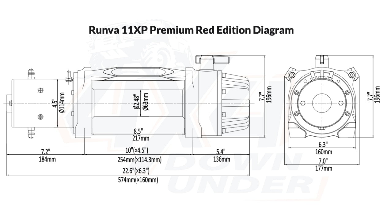Runva 11XP Premium Red Edition 12V Winch with Synthetic Rope - Electric Winch