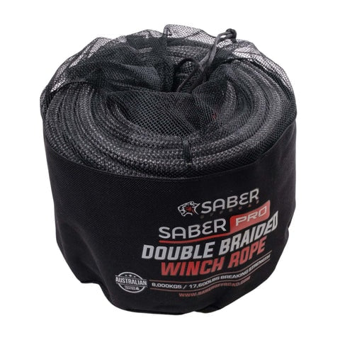 Saber Offroad 30M SaberPro Double Braided Winch Rope | Black - Winch Rope/Cable
