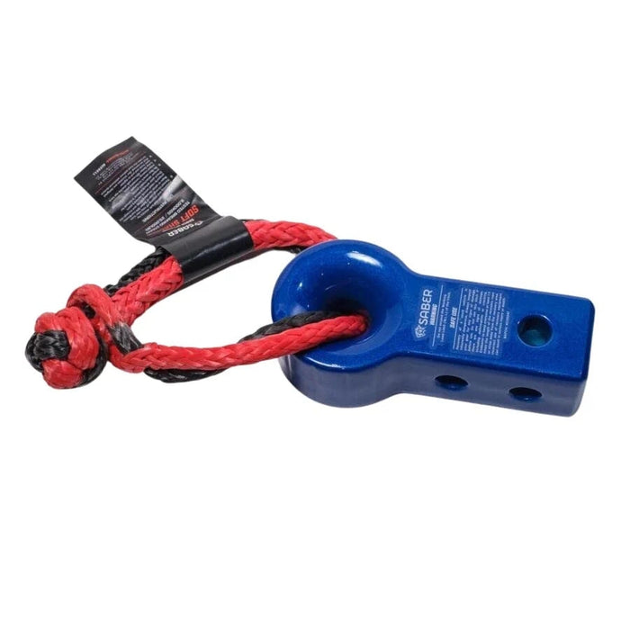 Saber offroad Alloy Recovery Hitch and Soft Shackle Bundle | Blue Prismatic