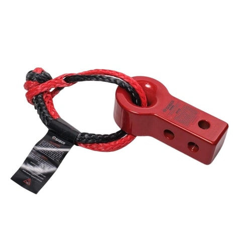 Saber Offroad Alloy Recovery Hitch and Soft Shackle Bundle - Red Prismatic - Recovery Gear