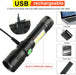 7 Modes Waterproof Rechargeable UV Light Flashlight Torch for Camping - Torches