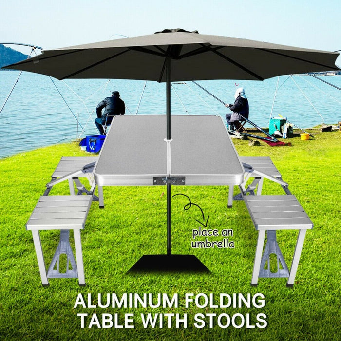 Folding Camping Table with Stools Set Portable Picnic Outdoor Garden BBQ Setting - Outdoor > Camping