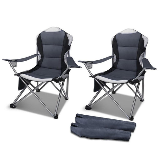 Portable Folding Camping Armchair | Set of 2 | Grey - Camping Accessories